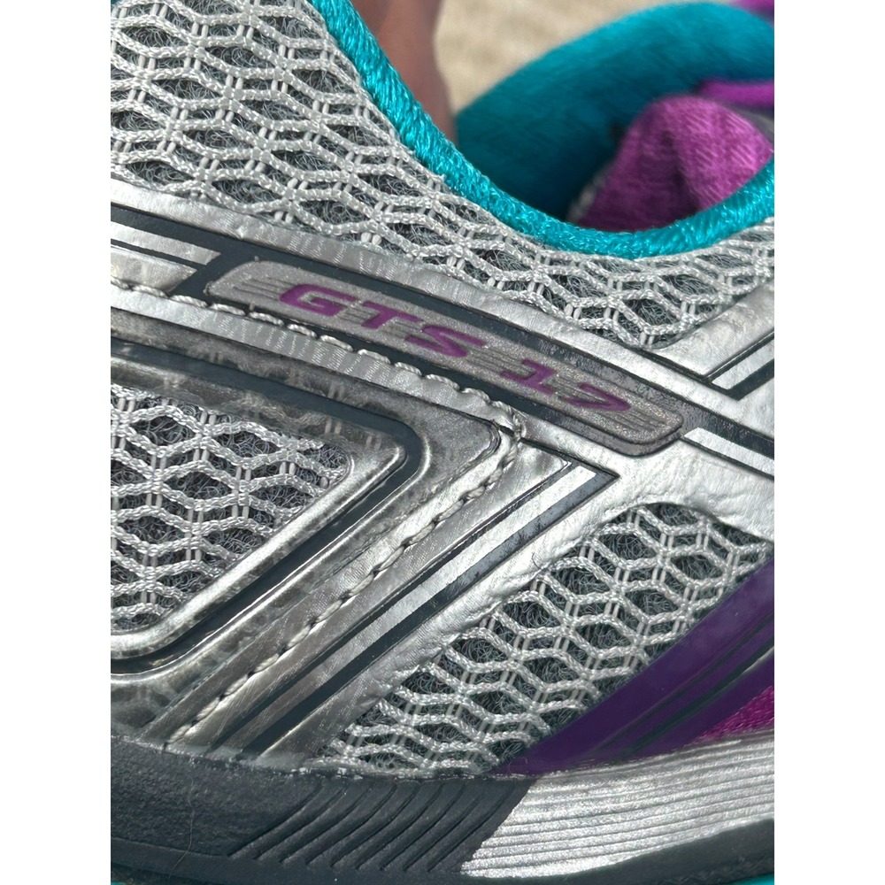 Brooks Adrenaline GTS 17 Running Shoes Womens 7 Silver Purple Teal - Picture 10 of 13